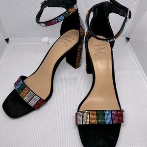 INC Multicolor Rhinestone Strap Heel Sandals